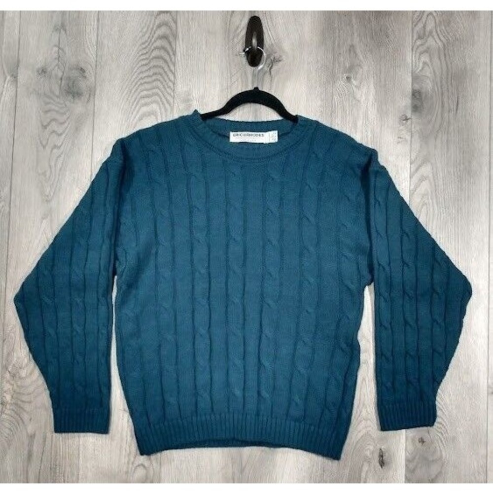 Vintage Eric Rhodes Sweater Mens Size Large Crew Neck Long Sleeve Blue